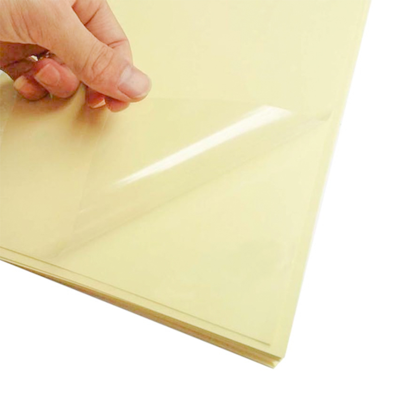 50um transparante PET-film UV-kleefstof met witte pergamijnvoering