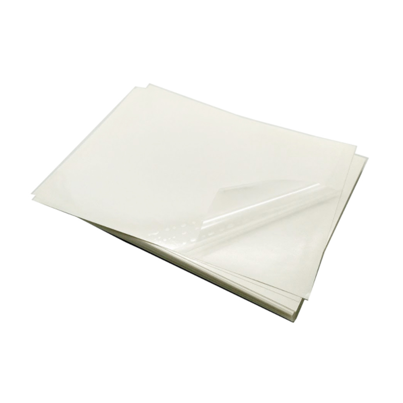 36um transparante PET-film / verwijderbare lijm / 60 g witte pergamijnvoering