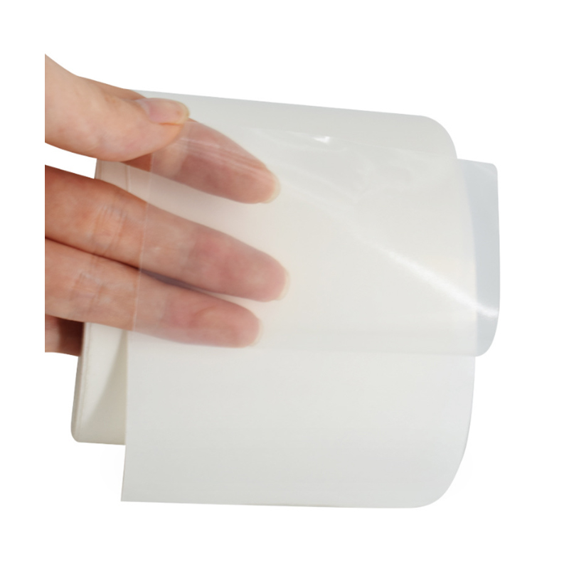 36um transparante PET-film / verwijderbare lijm / 60 g witte pergamijnvoering